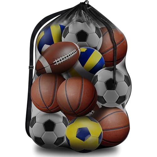 Pixaro Extra Groß Ballnetz für 10-20 Bälle - Fußball Ballnetz, Tragbare Ballsack mit Kordelzug Und Schultergurt, Mehrzweck Balltasche Netz, für Fußball Basketball Fußball Volleyball Rugbyball Pixaro Extra Groß Ballnetz für 10-20 Bälle - Fußball Ballnetz, Tragbare Ballsack mit Kordelzug Und Schultergurt, Mehrzweck Balltasche Netz, für Fußball Basketball Fußball Volleyball Rugbyball von Pixaro