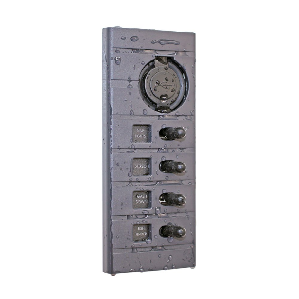 Plastimo 12v 15a 4 Way Switch Panel With Usb Silber von Plastimo