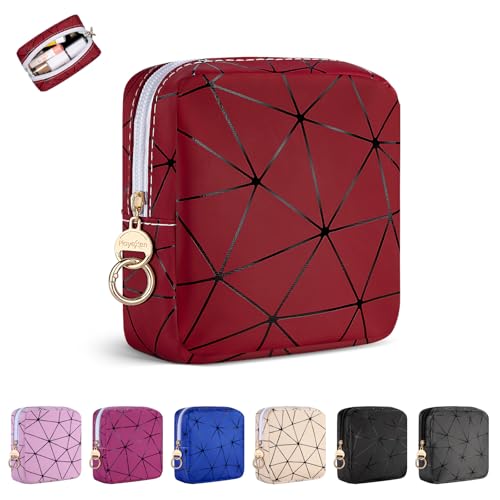 Klein Kosmetiktasche Mini Make up Tasche Damen PU Leder Schminktasche Tragbare Mini-Kulturbeutel Wasserdicht für Reise Kosmetikzubehör-Organizer Multifunktional Geldbeutel Kulturtasche für Frauen,Rot Klein Kosmetiktasche Mini Make up Tasche Damen PU Leder Schminktasche Tragbare Mini-Kulturbeutel Wasserdicht für Reise Kosmetikzubehör-Organizer Multifunktional Geldbeutel Kulturtasche für Frauen,Rot von Playexen