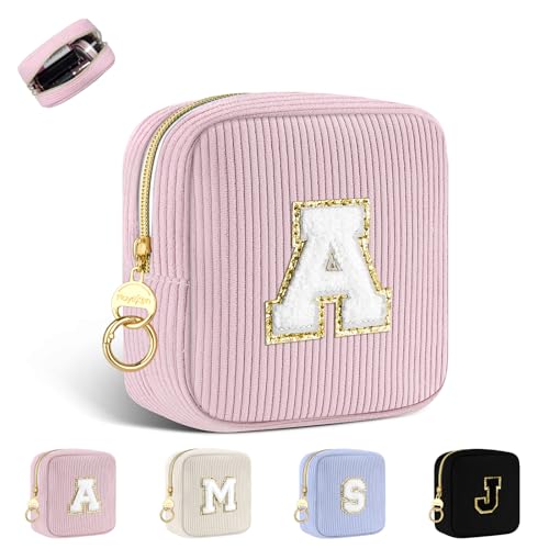 Personalisierte Kosmetiktasche Kleine Make up Tasche Cord Schminktasche Damen Tragbare Reise-Kulturbeutel für Toilettenartikel Organizer Personalisierte Initialen Geburtstag für Mädchen Rosa A Personalisierte Kosmetiktasche Kleine Make up Tasche Cord Schminktasche Damen Tragbare Reise-Kulturbeutel für Toilettenartikel Organizer Personalisierte Initialen Geburtstag für Mädchen Rosa A von Playexen