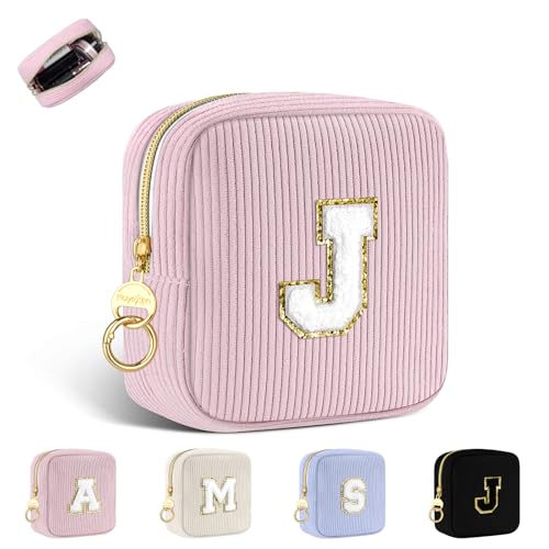 Personalisierte Kosmetiktasche Kleine Make up Tasche Cord Schminktasche Damen Tragbare Reise-Kulturbeutel für Toilettenartikel Organizer Personalisierte Initialen Geburtstag für Mädchen Rosa J Personalisierte Kosmetiktasche Kleine Make up Tasche Cord Schminktasche Damen Tragbare Reise-Kulturbeutel für Toilettenartikel Organizer Personalisierte Initialen Geburtstag für Mädchen Rosa J von Playexen