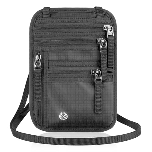 Brustbeutel Herren mit RFID Schutz, Brusttasche Diebstahlsicher Umhängebeutel Damen Kinder, Passport Tasche Für Reisen, Reisegeldbeutel für Smartphone, Reisepass, Geldkarten, Bargeld, Münzen(Schwarz) Brustbeutel Herren mit RFID Schutz, Brusttasche Diebstahlsicher Umhängebeutel Damen Kinder, Passport Tasche Für Reisen, Reisegeldbeutel für Smartphone, Reisepass, Geldkarten, Bargeld, Münzen(Schwarz) von Playexen