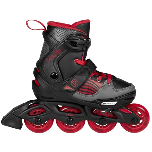 Playlife Inline Skates Dark Breeze, größenverstellbar, Schwarz/Rot/Grau, für Kinder, ABEC 5 Kugellager, Art. nr.: 880270 von Playlife