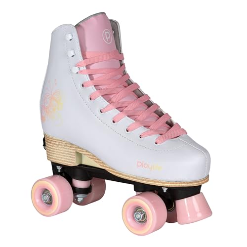 Playlife Roller Skates Classic Pale Rose, größenverstellbar, Weiß/Pink für Kinder, 54mm/80A Rollen, ABEC 5 Kugellager, Art. nr.: 880329 von Playlife