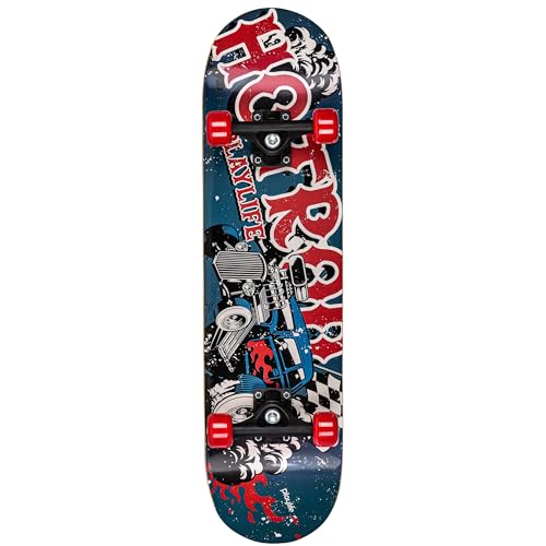 Playlife Skateboard Hotrod, 31" / 8" - 79cm / 20,5cm, mit 50x36mm 92A Rollen, ABEC 5 Kugellager, Art. nr.: 880325 von Playlife