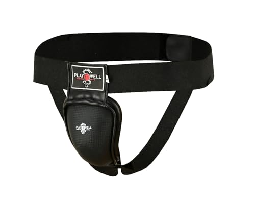 Deluxe Tiefschutz für Muay Thai Wettkampftraining Stahl Cup – Klettmodell (XL) von Playwell