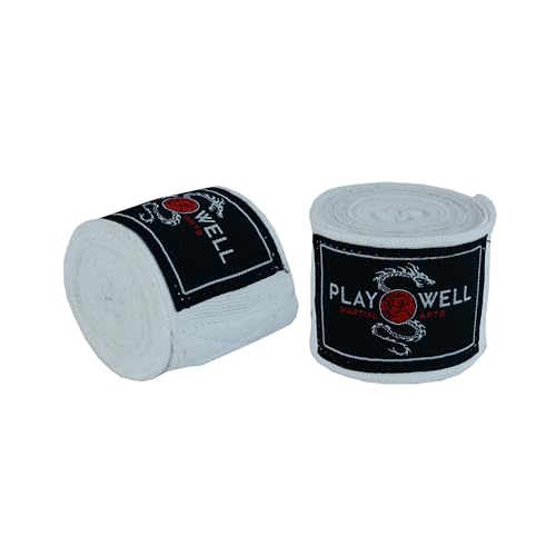 Playwell Boxbandagen aus elastischer Baumwolle, weiß, 4 Meter lang Playwell Boxbandagen aus elastischer Baumwolle, weiß, 4 Meter lang von Playwell