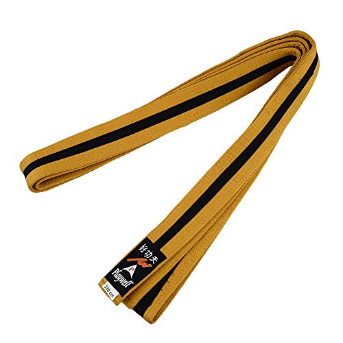 Playwell Kampfsportgürtel, satiniert, goldfarben mit schwarzen Streifen, gold, 250 cm Playwell Kampfsportgürtel, satiniert, goldfarben mit schwarzen Streifen, gold, 250 cm von Playwell