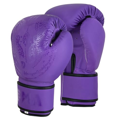 Playwell Muay Thai Boxhandschuhe für Damen, "Twin Tiger", matt, Violett, 170 g von Playwell