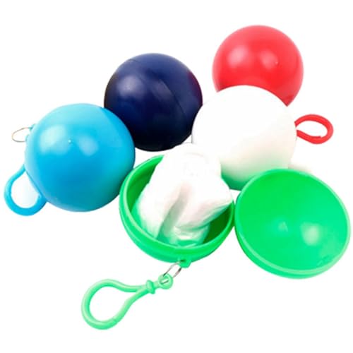 Pluuttiem 5er Pack – Verdickter Outdoor-Regenmantelball mit Haken, Notfallmäntel, wasserdichte Regenponchos, Bälle für Erwachsene von Pluuttiem