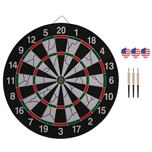 18-Zoll-Dartscheiben-Set, doppelseitige Flock-Dartscheibe, Dartziel für Schülerwettbewerbe, professionelle Metall-Dartnadel, Metallkante, stark und langlebig, sowohl für den Innen- als auch für den Au von Plyisty