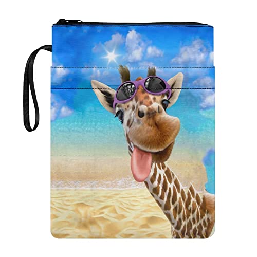Poceacles Buchhülle für Hardcover, Taschenbücher, Lehrbücher – Giraffenmuster – Reißverschluss-Buchhülle mit extra Stauraum – strapazierfähiges Polyester-Material Poceacles Buchhülle für Hardcover, Taschenbücher, Lehrbücher – Giraffenmuster – Reißverschluss-Buchhülle mit extra Stauraum – strapazierfähiges Polyester-Material von Poceacles