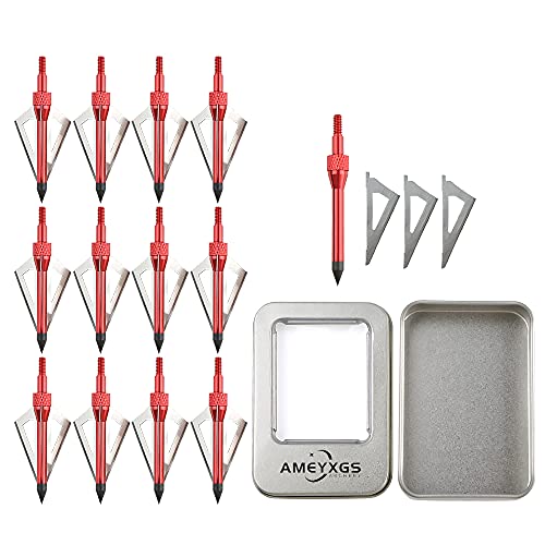 Poearcus 100 Grain abnehmbare Jagd Broadheads 3-teilig Bogenschießen Klinge Pfeilspitze mit Storage Box Compound Recurve Bogen Pfeilspitze (6, rot) von Poearcus