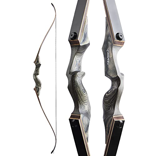 Poearcus 60 Zoll Takedown Recurve Bogen Jagdbogen Wettkampfbogen Langbogen Bogenschießen Holzbogen 20-60lbs Links/Rechtshänder für Bogenschießen Schießen Ziel Praxis (Grau, 30 Ibs, Linke Hand) von Poearcus