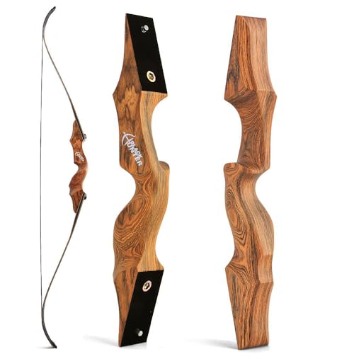 Poearcus 60 Zoll Takedown Recurve Bogen Jagdbogen Wettkampfbogen Langbogen Bogenschießen Holzbogen 20-60lbs Links/Rechtshänder für Bogenschießen Schießen Ziel Praxis (Orange, 25 Ibs, Linke Hand) von Poearcus