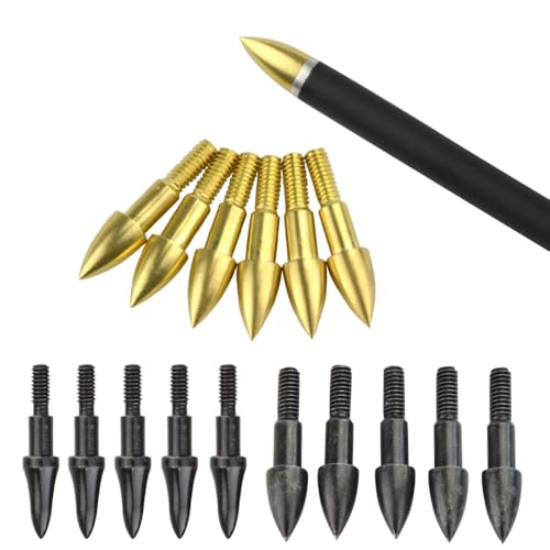 Poearcus Bogenschießen Broadheads 75/100 Grain Field Points Jagdpfeilspitzen mit Gewinde Recurvebogen Compoundbogen Zielschießen Praxis Pfeilspitzen (48, Gold, 75 Grain) von Poearcus