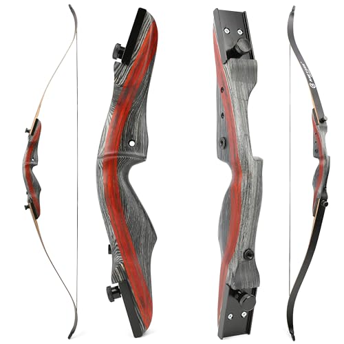 Poearcus Bogenschießen Recurve-Bogen 62-Zoll-Takedown-Jagdbogen für Erwachsene Zielübungswettbewerb Holz-Recurve-Bogen 20-50 Lbs (25 Ibs) von Poearcus