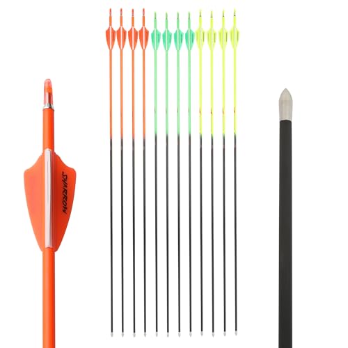 Poearcus Pur Carbon Pfeil 32 Zoll Jagd Ziel Praxis Pfeil 400-1000 Spine Bogenschießen Pfeil für Recurvebogen Compoundbogen 12pcs (12, Orange, 500 Spine) von Poearcus