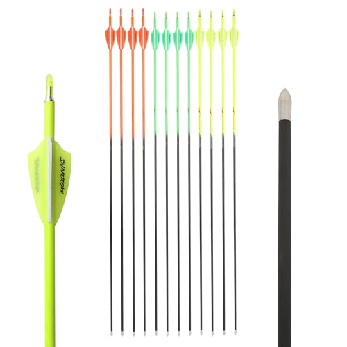 Poearcus Pur Carbon Pfeil 32 Zoll Jagd Ziel Praxis Pfeil 400-1000 Spine Bogenschießen Pfeil für Recurvebogen Compoundbogen 12pcs (6, Gelb, 800 Spine) von Poearcus