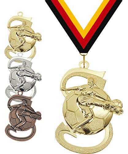 Pokalmatador GmbH Fussball Medaille Belgien 39 x 59 mm, inkl. Medaillenband und optionaler, individueller Beschriftung (Bronze, ohne Beschriftung) von Pokalmatador GmbH