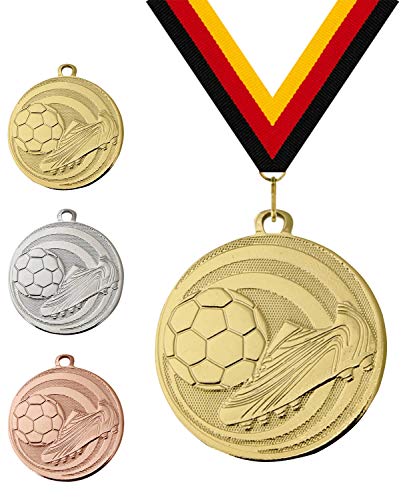 Pokalmatador Ø 45 mm Fussball Medaille Malta inkl. Medaillenband und optionaler, indivudeller Beschriftung (Silber, inkl. Beschriftung) von Pokalmatador