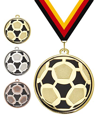 Pokalmatador GmbH Ø 50 mm Medaille Fussball inkl. Medaillenband und optionaler, individueller Beschriftung (Silber, ohne Beschriftung) von Pokalmatador GmbH