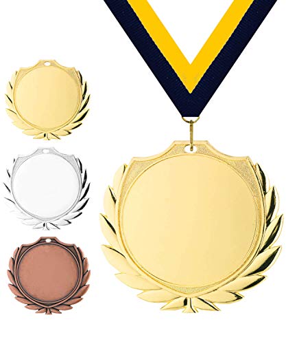 Pokalmatador GmbH Ø 70 mm Medaille Schweden inkl. Medaillenband und Aluminiumemblem mit Sportart und Beschriftung (Silber, inkl. Beschriftung) von Pokalmatador GmbH