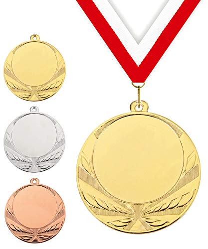 Pokalmatador GmbH Ø 70 mm Medaille Ukraine inkl. Medaillenband und Aluminiumemblem mit Sportart und Beschriftung (Gold, inkl. Beschriftung) von Pokalmatador GmbH