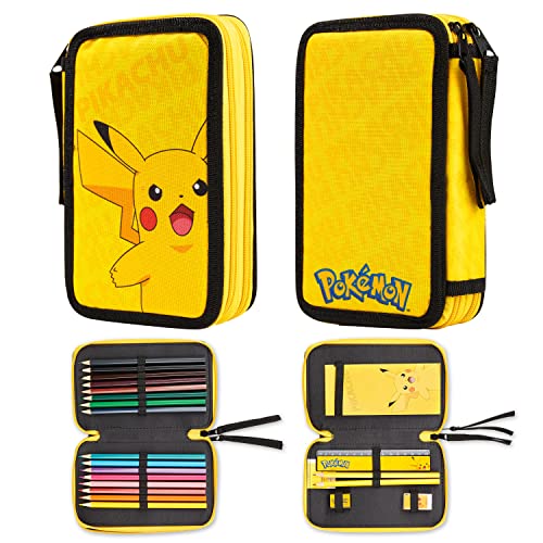 Pokemon Federmäppchen für Jungen Pikachu Gefüllt Federtasche Kinder von Pokémon