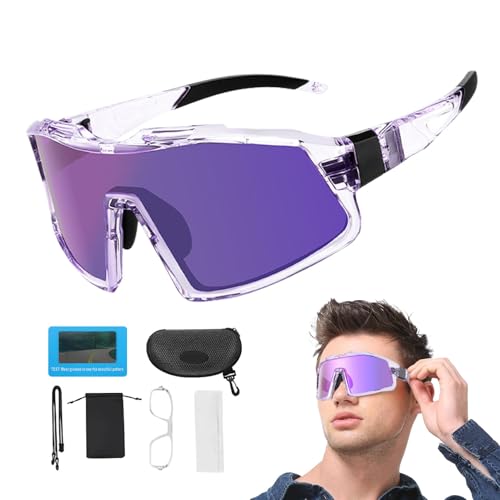 Fahrradbrille, polarisierte Sonnenbrille für Herren, bunte polarisierte Fahrradbrille, Hochleistungs-Sport-Sonnenbrille mit Lichtschutz, 7er-Set, optimale polarisierte Brillen für Radfahren, UV-Schutz von Pokronc