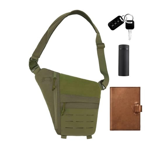 Pokronc Unterarm-Umhängetasche | Tasche | Sling Bag | Anti-Dieb-Tasche | Hüfttasche | Mehrzweck-Nylontasche Wasserdicht & Verschleißfest | Verstellbarer Gurt | Tasche für Reisen Outdoor, Army Grün, von Pokronc