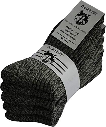 Polar Husky 5 Paar Original Schafwollsocken/Arbeitssocken/Socken mit Dicker Plüschsohle Farbe Anthrazit Größe 43/46 von Polar Husky