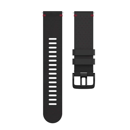 Polar Perforiertes Leder-Armband 22mm Schwarz-Rot M/L Polar Perforiertes Leder-Armband 22mm Schwarz-Rot M/L von Polar