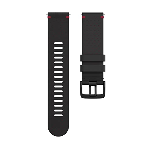Polar Perforiertes Leder-Armband 22mm Schwarz-Rot M/L von Polar