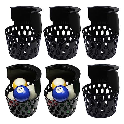 6pcs Pool Table Pockets, Plastic Web Billiard Baskets, Black Snooker Net Bag fits Standard 7/8/9 Foot Table (Set of 6) (5in x 6.5in) von PolyMath