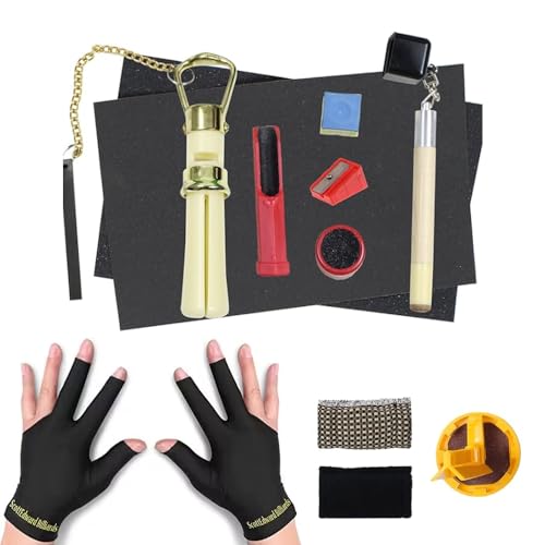 PolyMath Snooker Cue Repair Kit, 10 Pieces Cue Tips, Sanding Tool, 2 Pieces Billiard Gloves, Left and Right Hand, Free PolyMath Snooker Cue Repair Kit, 10 Pieces Cue Tips, Sanding Tool, 2 Pieces Billiard Gloves, Left and Right Hand, Free von PolyMath