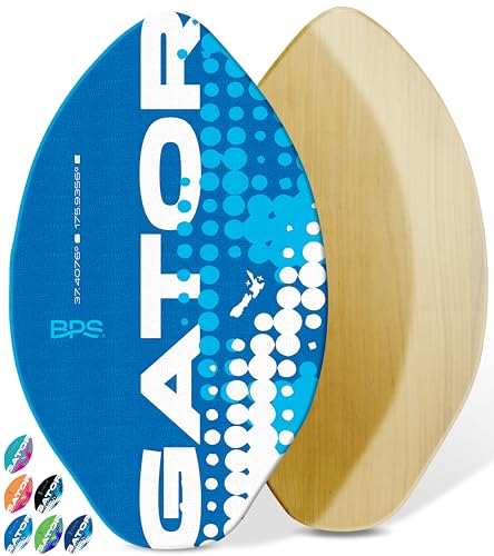 PondXpert 'Gator' Skimboards with Colored Eva Grip Pad and High Gloss Clear Coat | Wooden Skim Board with Grip Pad for Kids and Adults | Choose from 3 Sizes and Traction Pad Color von PondXpert