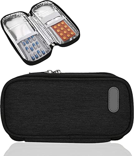 Insulin Kühltasche, Diabetiker Tasche Organizer Tragbarer Reisekühlbeutel zur Aufbewahrung von Insulin und Medikamenten (ohne Eisbeutel)(Schwarz) von Pongnas