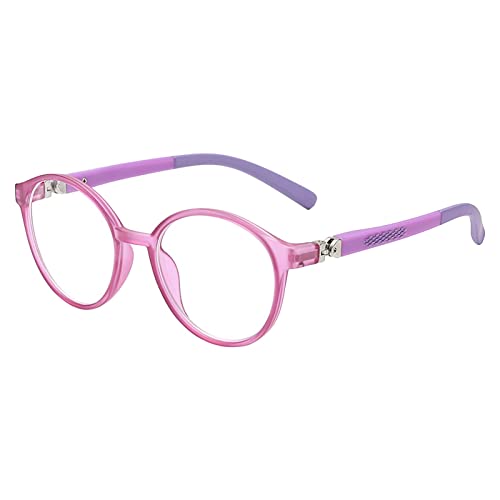 Anti-Blaulichtblocker-Brille für Kinder, modische Brille, klare Linse, Computer-Brille für Kinder Radbrille Damen Winter (Purple, One Size) von Poo4kark