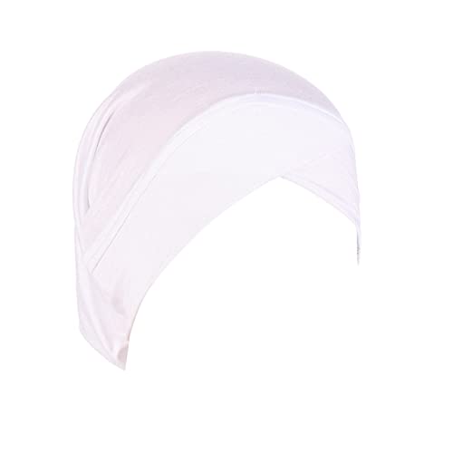 Damen Casual Solid Head Hat Cap Haarabdeckung Wrap Kopfbedeckung Muslim Turban Cap Helm Compatible with Motorrad Herren (White, One Size) von Poo4kark