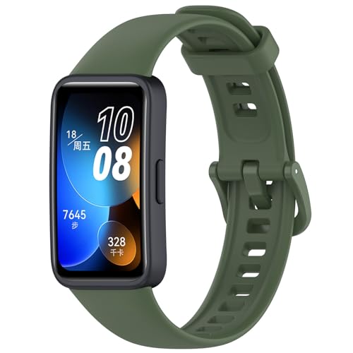 Poo4kark Ersatz Uhrenarmbänder für HuaweiBand 8/9 Silikon Uhrenarmband mit Schnellverschluss, 2 Stück Ersatzbänder Watch Straps, Uhren Zubehör Uhrenarmbänder Watch Band (1 Grvn, One Size) von Poo4kark