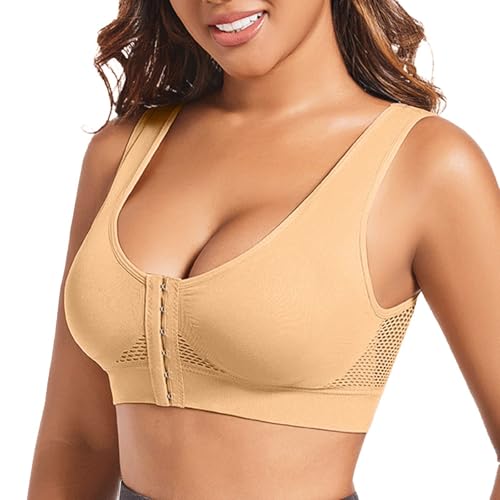 Poo4kark Ostern Frauen Casual Atmungsaktiv Sport BH Top Unterwäsche Ohne Stahl Ring Sammeln (Beige-2, XXXXXL) von Poo4kark