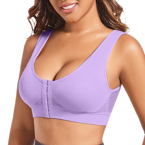 Poo4kark Ostern Frauen Casual Atmungsaktiv Sport BH Top Unterwäsche Ohne Stahl Ring Sammeln (Light Purple-2, XXXXXXL) von Poo4kark