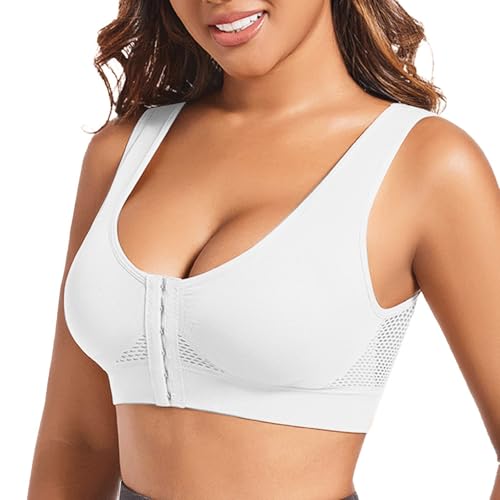 Poo4kark Ostern Frauen Casual Atmungsaktiv Sport BH Top Unterwäsche Ohne Stahl Ring Sammeln (White-2, XXXXXL) von Poo4kark