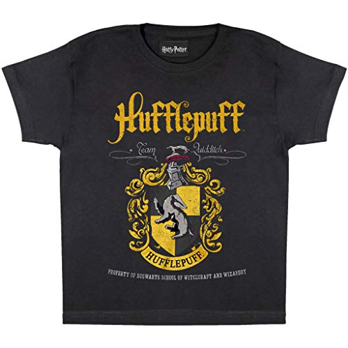 Harry Potter Hufflepuff Crest. T Shirt, Adultes, 110-170, Mädchen Hufflepuff., Offizielle Handelsware von Popgear