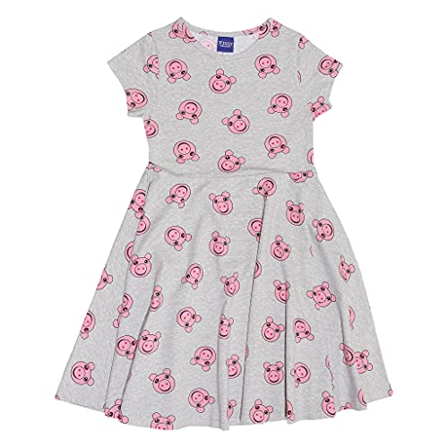 Popgear Piggy Gesichts-AOP. Kleid, Mädchen, 116-182, Heather Grey, Offizielle Handelsware von Popgear