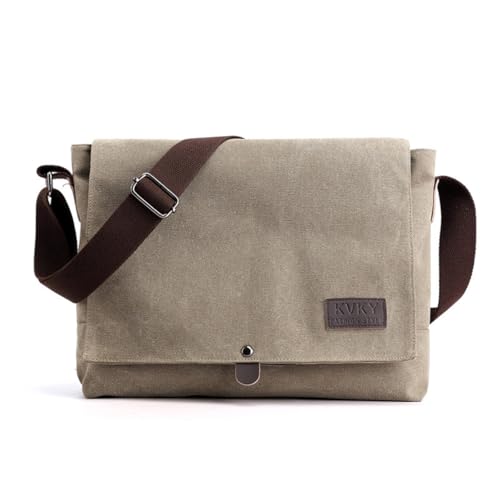 Herren Umhängetasche, Popoti Schultertasche Segeltuch Klein Tasche Handtasche Aktentasche Tote Multifunktional Rucksack Messenger Bag (Khaki, 30x11x25cm) von Popoti