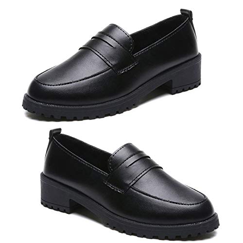 Damenschuhe, Damenmode Round Toe Kunstleder Block Heel Schuhe Anti Skid Slip On Loafers Schwarz 39 Damenschuhe, Damenmode Round Toe Kunstleder Block Heel Schuhe Anti Skid Slip On Loafers Schwarz 39 von Porfeet