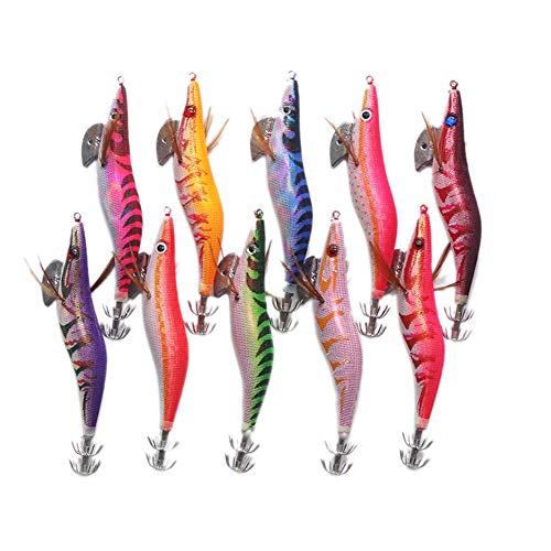 Angelköder, 10 Stück Luminous Saltwater Squid Jig Tintenfisch Angelköder Köder Tackle Mit Haken Zufällige Farbe 2.5 von Porfeet