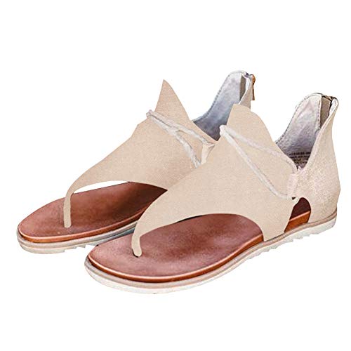 Porfeet Damen Sandalen, Damen Mode Sommer Leopard Schlange Zebradruck Reißverschluss Strandsandalen Flache Schuhe Beige## 43 Porfeet Damen Sandalen, Damen Mode Sommer Leopard Schlange Zebradruck Reißverschluss Strandsandalen Flache Schuhe Beige## 43 von Porfeet